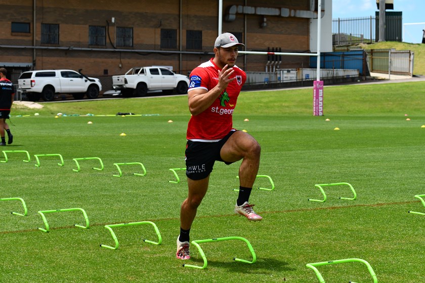 Bailey Antrobus warming up for training