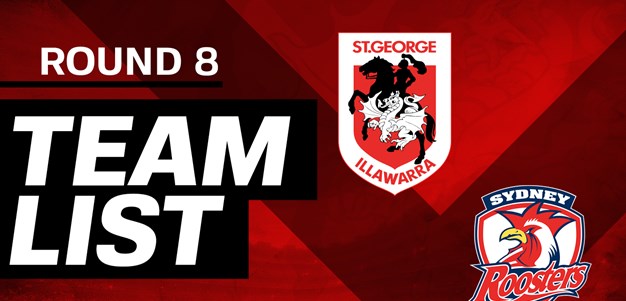 NRL team: Round 8 v Sydney Roosters (Anzac Day)