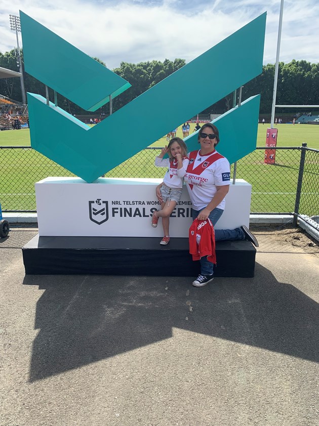 Molly supporting the team at an NRLW finals match