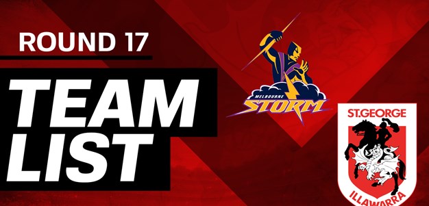 NRL team: Round 17 v Melbourne Storm