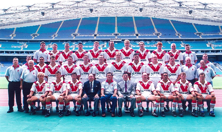 Inaugural 1999 squad. Players back row: Mathew Rodwell, Jason Hooper, Trent Barrett, Craig Stapleton, Craig Smith, Andrew Hart, Jamie Ainscough, Lance Thompson, Corey Pearson. Middle row: Anthony Mundine, Brad Mackay, Shaun Timmins, Luke Patten, Terry Lamey, Colin Ward, Chris Leikvoll, Craig Fitzgibbon, Darren Treacy. Front row: Nathan Brown, Lee Murphy, Mark Coyne, Paul McGregor, Nathan Blacklock, Rod Wishart, Wayne Bartrim.
