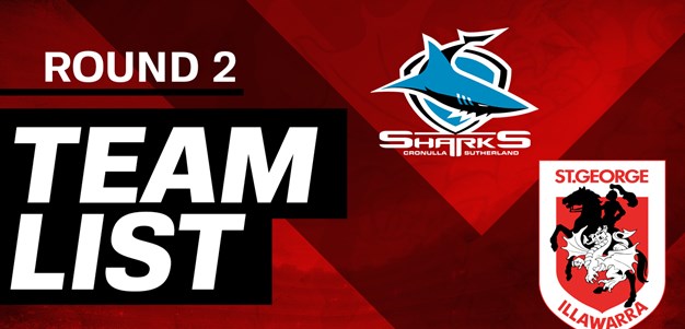 NRL team: Round 2 v Sharks