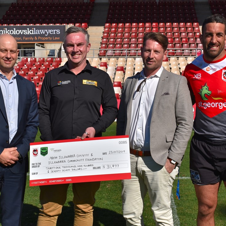 Dragons oversee $31,000 donation to Illawarra Community Foundation