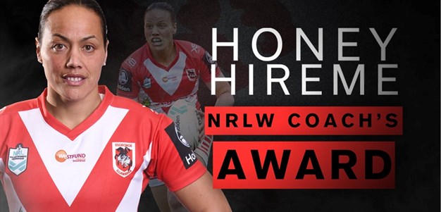 Honey Hireme wins Dragons' NRLW Coach's Award