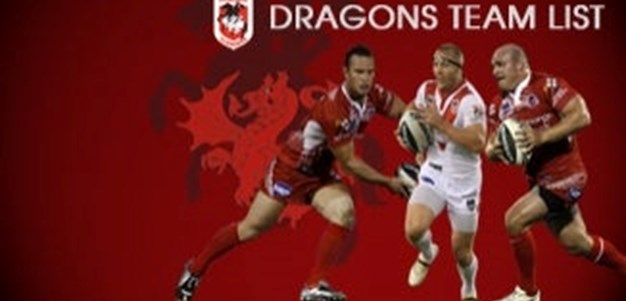 Dragons Team List to play the Sharks