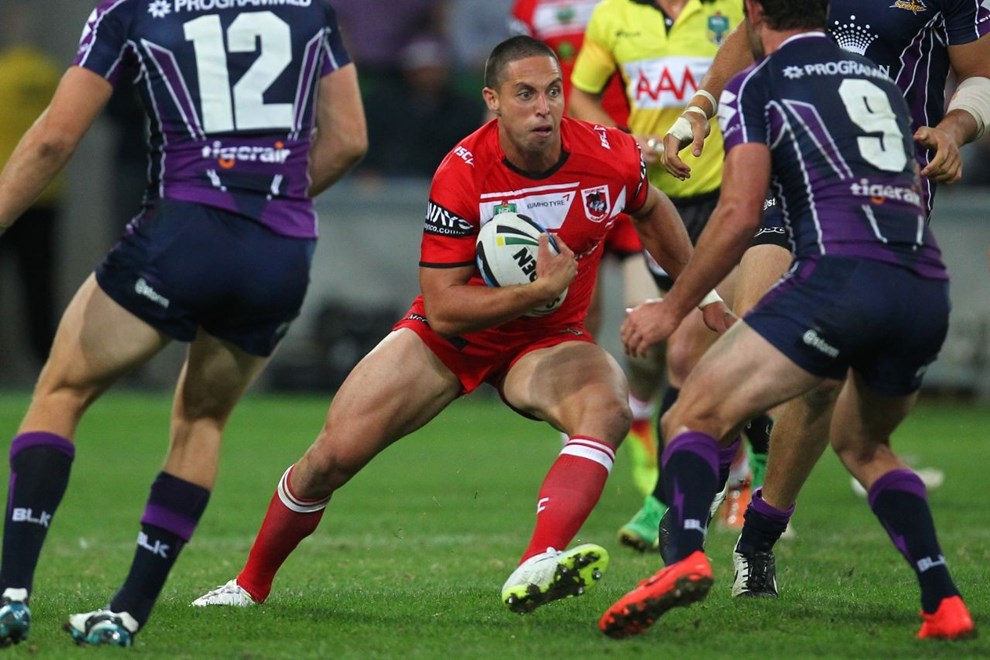 Digital Image by Ian Knight © nrlphotos.com: Jack Stockwell (St George Illawarra Dragons) NRL, Rugby League, Round 6, Melbourne Storm v St George-Illawarra @ AAMI Park, Melbourne, VIC, Monday April 14th, 2014. 