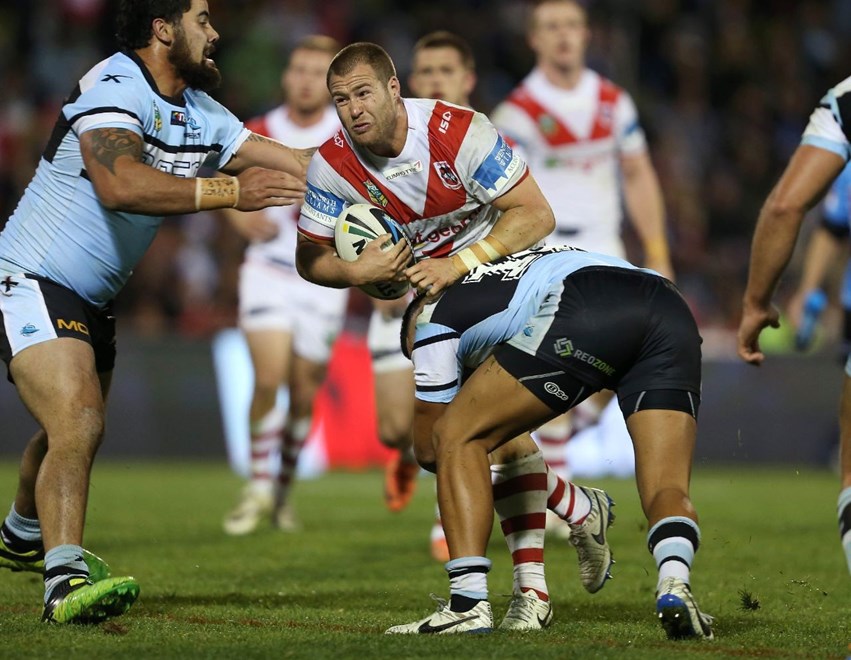Digital Image by Robb Cox Â©nrlphotos.com: Trent Merrin :NRL Rugby League - Round 13; St George Illawarra Dragons V Cronulla Sutherland Sharks at WIN Stadium, Wollongong, Saturday the 7th of June 2014.