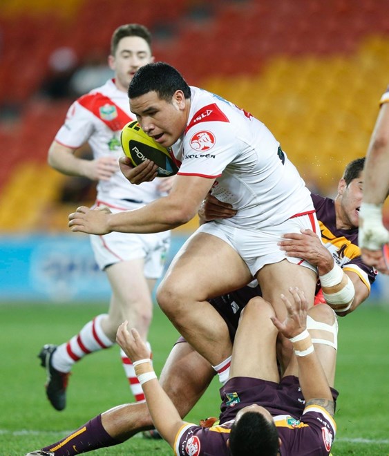 Photo by Charles Knight copyright Â© nrlphotos.com :  - NYC Rugby League, Round 25 Brisbane Broncos v St.George Dragons at Suncorp Stadium, Friday August 29th 2014.