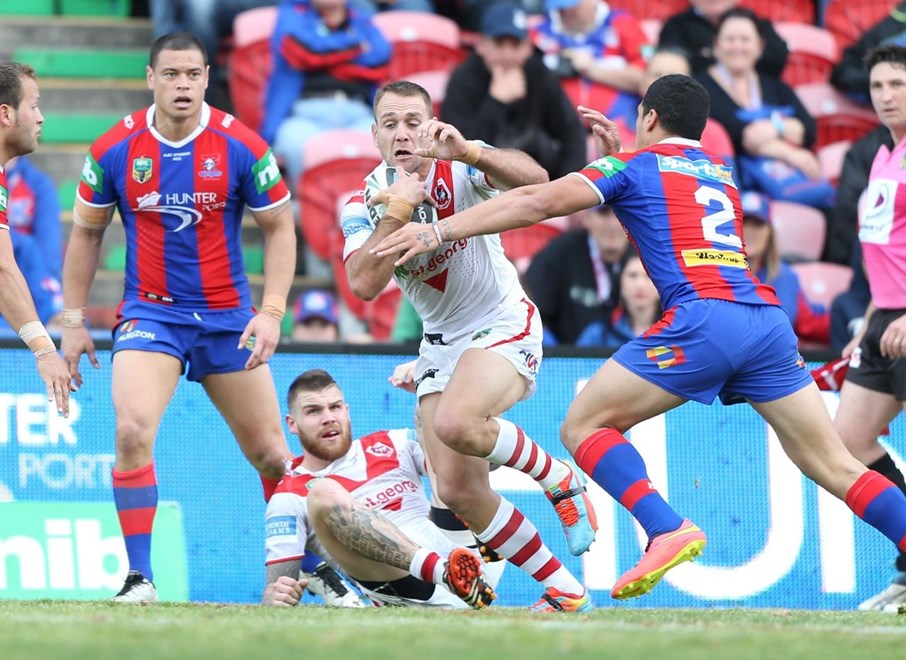 Photo by Anthony Johnson copyright Â© nrlphotos.com: Jason Nightingale in action.  NRL Rugby League, Round 26, Newcastle Knights v St George Illawarra Dragons at Hunter Stadium, Newcastle. Sunday September 7th, 2014