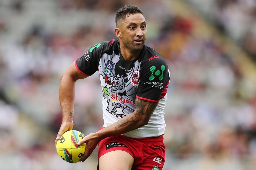 Benji Marshall of the Dragons in action during Day 1 of the NRL Auckland Nines Rugby League Tournament, Eden Park, Auckland, New Zealand. Saturday 31 January 2015. Copyright Photo: Anthony Au-Yeung / www.photosport.co.nz