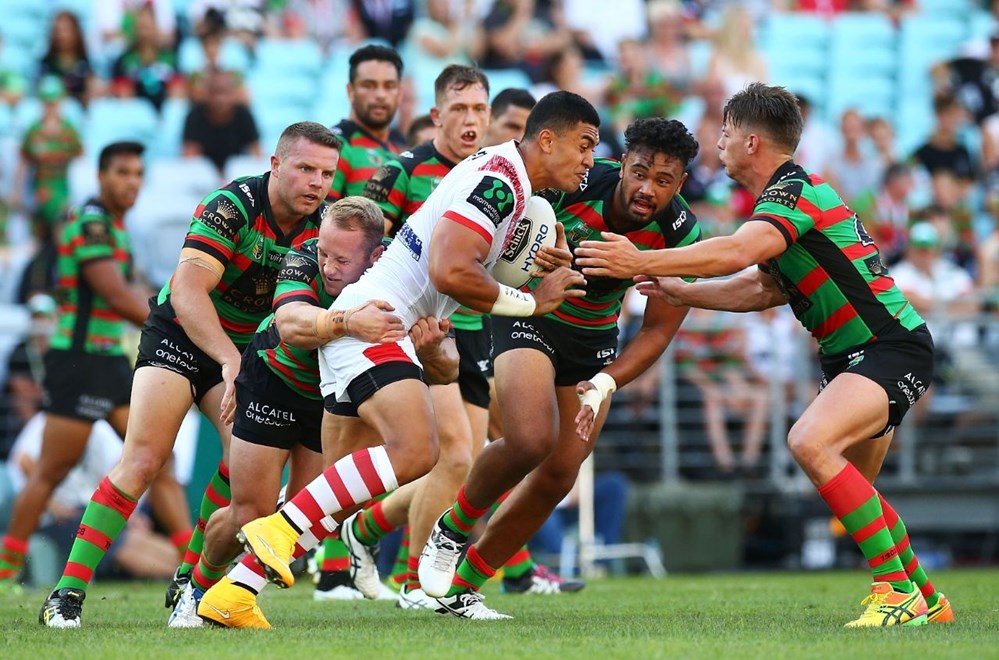 during the NRL Charity Shield match between the South Sydney Rabbitohs and the St. George Illawarra Dragons at ANZ Stadium on February 13, 2016 in Sydney, Australia. Digital Image by Mark Nolan.