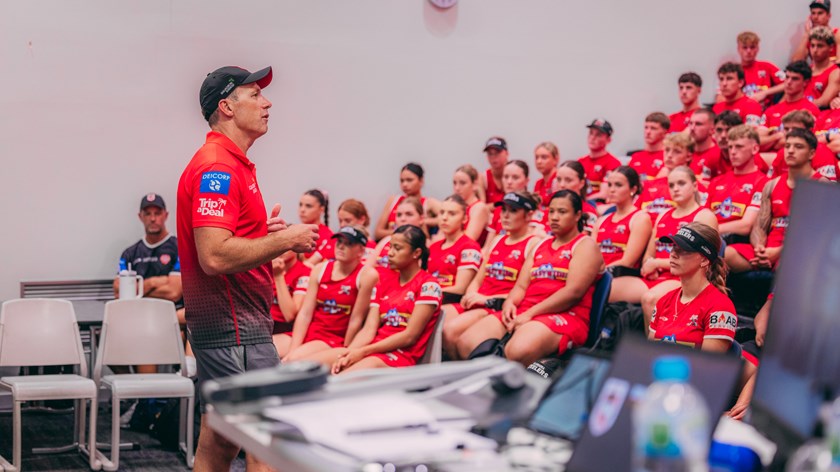 General Manager of Football, Ben Haran addresses the Central Lecture Theatre, University of Wollongong.