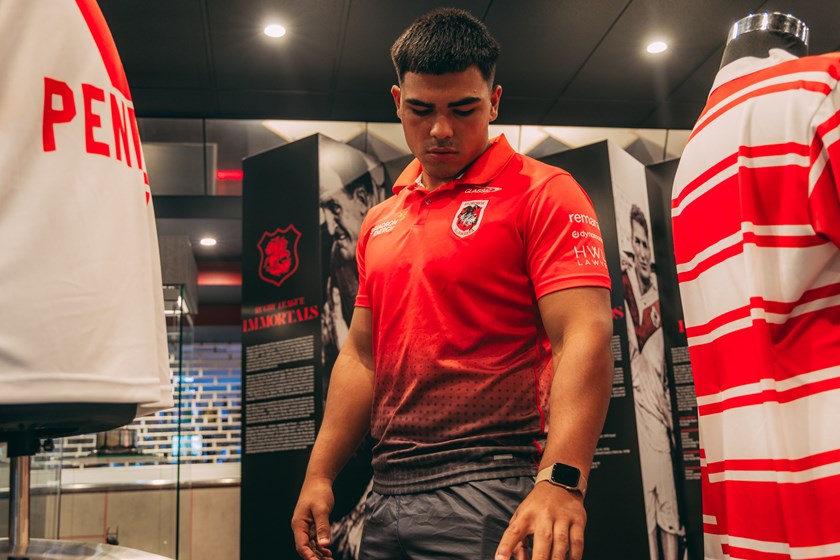 Halangahu spends time perusing through St George Leagues Club's Spirit of the Red V Museum.