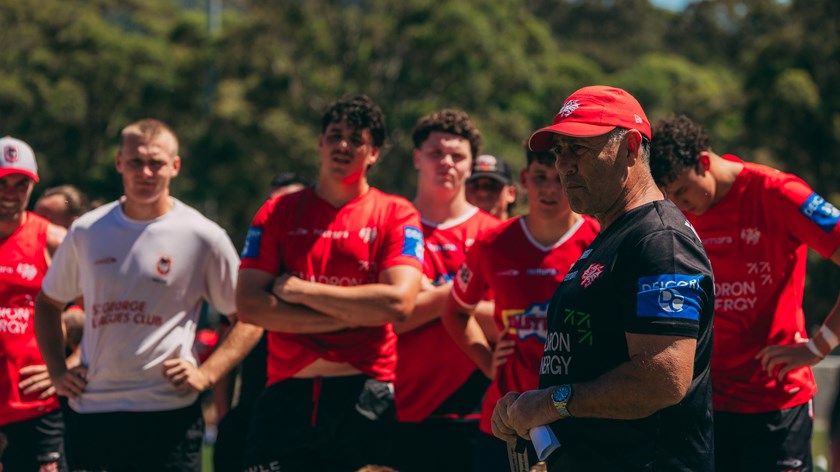 NRL Head Coach Shane Flanagan addresses the squads.